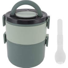 Noki Paslanmaz Çelik Beslenme Kabı Taşıma Kulplu Çift Katlı Yuvarlak 1600 Ml