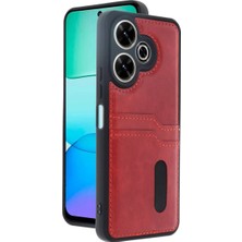 Renas Store Redmi 13 4g Kılıf Sara Kartvizitli Deri Kılıf - Kırmızı