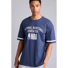 DeFacto %100 Pamuk NBA Wordmark Oversize Geniş Kalıp Bisiklet Yaka Kısa Kollu Tişört E3011AX26SP