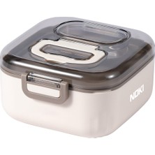  noki kids paslanmaz çelik beslenme kabı taşıma kulplu kare 800 ml