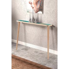 Feyza Design Valensiya Doğal 102X12CM Dresuar Doğal Ağaç Tek Sıra Traverten Taşlı Antre Hol Koridor