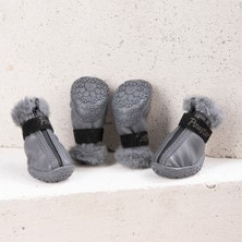 Pawstar Gri Deri Köpek Ayakkabısı-Köpek Patiği