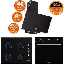 Afm Tech ve Ferre Marka Lq Sessiz 8 Prog. Turbo Siyah Dijital Ankastre Set (D086-SA+ FM7700+FM2200)