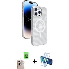 Marsilyan™- iPhone 16 Pro Max Kılıf Nova Modern Prime - Siyah 3D Antistatik Seramik Nano Ekran Koruyucu + Natural Grey Raze Metal Kamera Lens