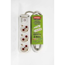 Renas Store 3 Lü Topraklı Anahtarlı 3 Metre Kablolu Grup Priz
