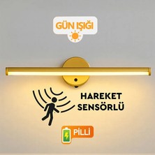 Hili Gold Sensörlü Yapışkanlı Kablosuz Pilli Gün Işığı LED Aplik