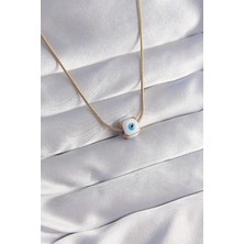 Almira Butik Mey Ithalat® 316L Çelik Gold Renk Mineli Nazar Model Kolye