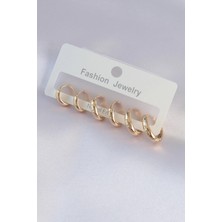 Almira Butik Mey Ithalat® Pirinç Gold Renk Oval Küpe Seti