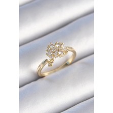 Almira Butik Mey Ithalat® Pirinç Gold Renk Zirkon Taşlı Kadın Yüzük