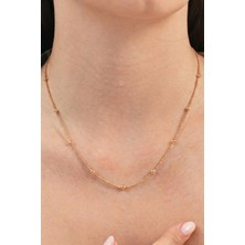 Söğütlü Silver 925 Ayar Gümüş Zincir Rose  Kaplama Italyan Hepsi Top Top Zincir Kolye SGTL13316ROSE