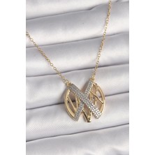 Almira Butik Mey Ithalat® 316L Çelik Gold Renk Zirkon Taşlı Vintage Model Kadın Kolye