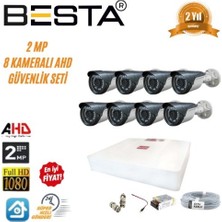 Almira Butik 2mp Ahd 1080P Gece Görüşlü 8 Kameralı Güvenlik Sistemi