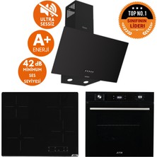 Afm Tech ve Ferre Marka Lil Sessiz Elektrikli Siyah Dijital Ankastre Set (D086-SA + V6-04 + FM7700)