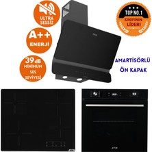 Afm Tech ve Ferre Marka Sessiz Bon Elek.vitro Siyah Dijital Ankastre Set (D080-SA + V6-04 + FM7700)