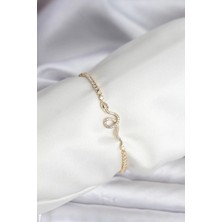 Almira Butik Mey Ithalat® Yılan Model Zirkon Taşlı Gold Renk Pirinç Su Yolu Kadın Bileklik