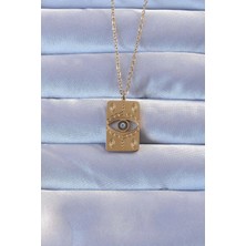 Almira Butik Mey Ithalat® 316L Altın Renk Işlemeli Nazarlı Vintage Kolye