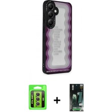 Marsilyan™- Galaxy S23 Kılıf Odak Klasik Serisi - Siyah 360 Mat Full Body Arka Koruyucu + Sarı Raze Metal Kamera Lens