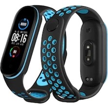 Almira Butik Mey Ithalat®   Mi Band 4 Spor Delikli Kordon - Siyah-Mavi