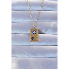 Almira Butik Mey Ithalat® 316L Altın Renk Işlemeli Nazarlı Vintage Kolye