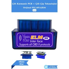 Vgate İcar  Bluetooth ELM Obd2 Oto Arıza Tespit Cihazı – Orijinal PIC18F25K80 Çift Çip Setli
