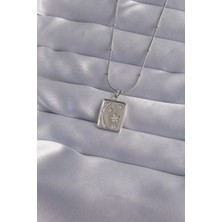 Almira Butik Mey Ithalat® 316L Çelik Zincir Gümüş Renk Zirkon Taşlı Ay Yıldız Figürlü Tarot Kolye