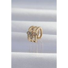 Almira Butik Mey Ithalat® Pirinç Gold Renk Yonca Earcuff Küpe
