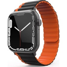Almira Butik Mey Ithalat®   Watch 42MM Mo-Wb1 Çift Renk Mıknatıslı Silikon Kordon - Siyah-Turuncu