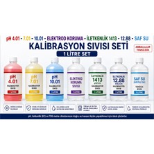 Tekno İstanbul pH 4.01 - 7.01 - 10.01 - Elektrod Koruma - 1413 µS/cm - 12.88 mS/cm - Saf Su (Distile Su) Kalibrasyon Sıvısı (1 Litre Set)