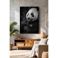Kanvas Tablo Panda Bambu Siyah Beyaz Sevimli Hayvan Dekor Hd Baskı Mushen Studio