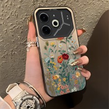 HONTINGA Tecno Pova 6 Pro 5g ile Uyumlu Kılıfı Silikon Kenar Sert Arka Düşüme Önleyici Basitlik Anti Düşme Kamera Korumali Çiçek Desen Telefon Kılıfı Kadın ve Erkek Için Uygundur K1-0722