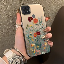 HONTINGA Oppo A15 ile Uyumlu Kılıfı Silikon Kenar Sert Arka Düşüme Önleyici Basitlik Anti Düşme Kamera Korumali Çiçek Desen Telefon Kılıfı Kadın ve Erkek Için Uygundur K1-0722