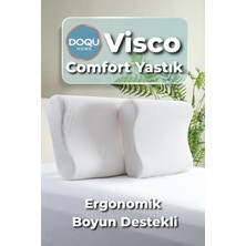 Doqu Home Visco Comfort Yastık 51 x 42 + 13 cm Beyaz Konforlu Şekil ve Yumuşak Dış Materyal
