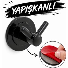 Badem10 Yapışkanlı Banyo Havluluk Bornoz Askısı Tutacağı Asacağı Asma Aparatı Metal Siyah Askılık Askılığı