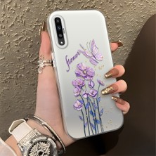 HONTINGA Samsung Galaxy A50 ile Uyumlu Kılıfı Silikon Kenar Sert Arka Düşüme Önleyici Basitlik Anti Düşme Kamera Korumali Çiçek Desen Telefon Kılıfı Kadın ve Erkek Için Uygundur K1-0722