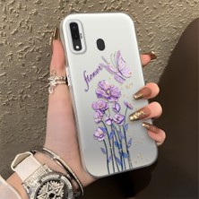 HONTINGA Samsung Galaxy A30 ile Uyumlu Kılıfı Silikon Kenar Sert Arka Düşüme Önleyici Basitlik Anti Düşme Kamera Korumali Çiçek Desen Telefon Kılıfı Kadın ve Erkek Için Uygundur K1-0722