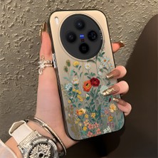 HONTINGA Vivo X300 ile Uyumlu Kılıfı Silikon Kenar Sert Arka Düşüme Önleyici Basitlik Anti Düşme Kamera Korumali Çiçek Desen Telefon Kılıfı Kadın ve Erkek Için Uygundur K1-0722