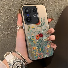 HONTINGA Vivo X200 Fe ile Uyumlu Kılıfı Silikon Kenar Sert Arka Düşüme Önleyici Basitlik Anti Düşme Kamera Korumali Çiçek Desen Telefon Kılıfı Kadın ve Erkek Için Uygundur K1-0722
