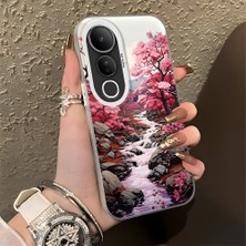 HONTINGA Vivo V50 Lite ile Uyumlu Kılıfı Silikon Kenar Sert Arka Düşüme Önleyici Basitlik Anti Düşme Kamera Korumali Çiçek Desen Telefon Kılıfı Kadın ve Erkek Için Uygundur K1-0581
