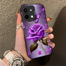 HONTINGA Vivo Y28 ile Uyumlu Kılıfı Silikon Kenar Sert Arka Düşüme Önleyici Basitlik Anti Düşme Kamera Korumali Çiçek Desen Telefon Kılıfı Kadın ve Erkek Için Uygundur K1-0581