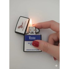 Asya Gifts Winston Baskılı Benzinli Metal Çakmak Hafif ve Taşınabilir Özellikte Outdoor Ekipmanı