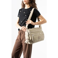571 Collections Çanta Çapraz Askılı Ultra Hafif Çok Cepli Omuz Çantası Bej Model: (571-6B) 