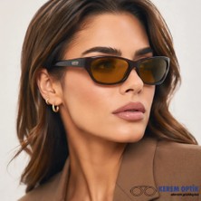 Caldini Kahverengi Kemik Polarize Retro CS004 C16 Kadın Güneş Gözlüğü