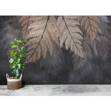 Lotus Aura Yaprak Motifli Duvar Kağıdı, Yeşil Bitki ve Modern Duvar Kaplama