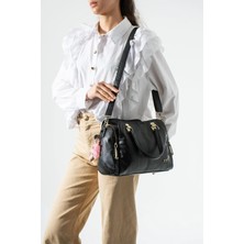 571 Collections Çanta Yıkanmış Deri Çapraz Askılı, Omuz Kol Çantası Siyah MODEL:(571-17U)