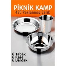Hsnet Paslanmaz Çelik Tabak Kase Bardak Seti Kamp Piknik Seti 18 Adet - ALKHBY7698-8041