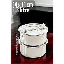 Hsnet Sefer Tası Yemek Kabı Paslanmaz Çelik 2 Katlı 14 cm 1.3 Litre - ALKHBY3782-5689