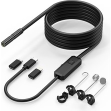 Endoskop 20MP IP67 - 5 Metre Kablolu LED Aydınlatmalı - Android/ios Uyumlu - Siyah