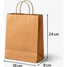 Kraft Çanta 18X8X24 25 Adet Kağıt Poşet Çanta