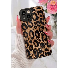 Fibaks iPhone 13/14 Kılıf Mat Sarı Leopar Desenli Darbe Emici Kamera Korumalı Yumuşak Silikon Kapak