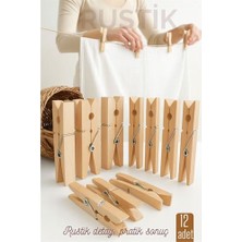 Zenvia 12’li Ahşap Mandal Seti – Doğal Görünümlü Çok Amaçlı Dayanıklı Yaylı Tasarım  Znv-H